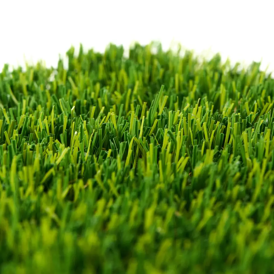 Close-up of lush, realistic premium synthetic turf blades